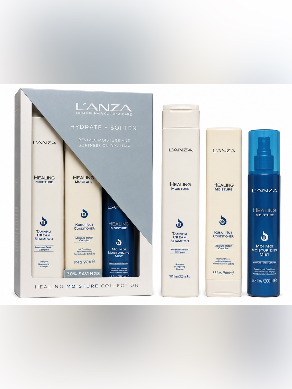 L’ANZA Healing Moisture Hydrate & Soften Haircare Gift Set Shampoo Conditioner